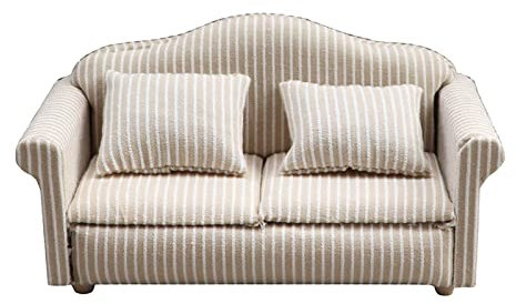 1/12 Scale Dollhouse Sofa Mini Armchair Simulation Accessories Home Decor with Pillow furniture for Kids, Double Sofa