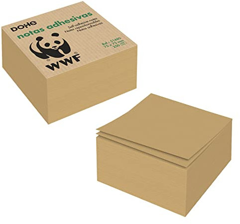 Dohe - Notas Adhesivas (250 unidades) - En papel Kraft de 75 gr/m² 100% reciclado - Tamaño: 75x75 cm - Material escolar - WWF Save Our Oceans