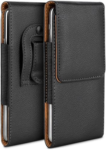 moex Plug Case für OnePlus 8 Hülle mit Gürtelclip, Handy Gürteltasche PU Leder, Handyhülle zum Einstecken, Lederhülle Gürtel Schutzhülle Einsteckhülle Etui, Schwarz