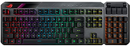 ASUS ROG Claymore II 100% / 80% TKL Wireless RGB Modular Gaming Keyboard, ROG RX Red Switches, PBT Doubleshot Keycaps, Detachable Numpad, Wrist Rest, Media Controls, USB Passthrough - Black PBT