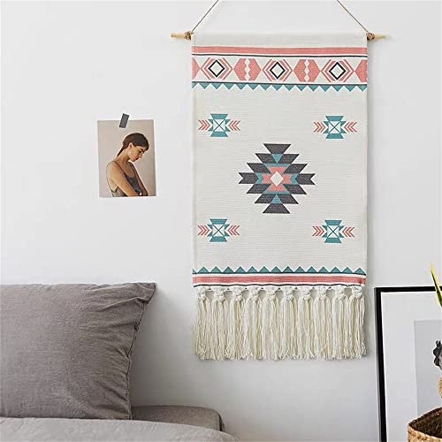BMIDRUT Makramee gewebter Wandbehang, Wandteppich, Bohemian-Stil, Heimdekoration, Boho-Hintergrund, Wohnheim, Zimmer, Türdekoration, 50 x 85 cm (C8)