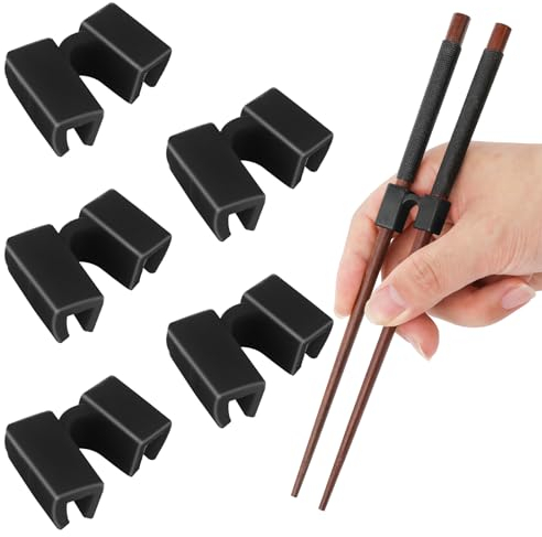6 Pairs Reusable Chopsticks Helper,Chopsticks Trainer Training Chopsticks For Adults Training Chopstick Hinges Connector,Non-Slip And Portable Practice Chopsticks For Beginners Kids (Black)