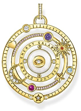 THOMAS SABO 2 Kettenanhänger Halbkugel mit Auge bunte Steine vergoldet 750 Gelbgold Vergoldung, Kaltemail, 925 Sterlingsilber PE957-565-7