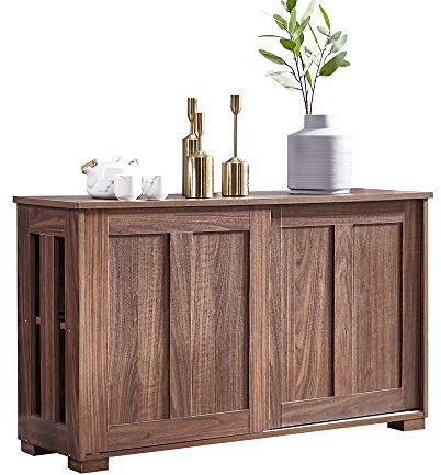 NICEME Sideboard for Living Room, Storage Cupboard for Kitchen, Hallway Side Storage Cabinet with Sliding Door (Brown) (S-1)