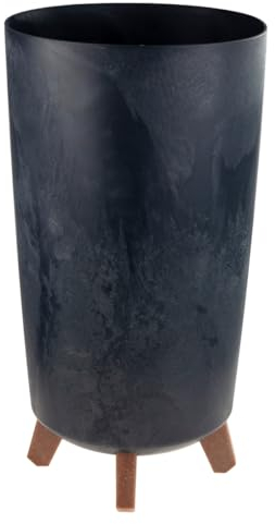 Martom Pot de Fleurs Haut Fin Effet Béton - Moderne Avec Support et Pieds - Drainage - En Plastique de Qualité Supérieure