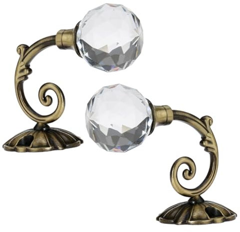 Coppia Di 3 Pezzi Appendiabiti Bastoni Tende Appendini Appendi Abiti Supporto a Parete Bastone Tenda Tendine Trasparenti Per Finestre Cristalball Cristallo Appeso Al Muro