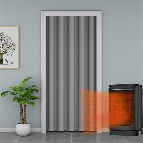 SK Studio Türvorhang Blickdicht Thermo Gardinen Vorhang mit Ösen Winter Kälteschut Wärmehaltung Vorhang Tür Raumteiler für Schlafzimmer Grau, 100x180cm