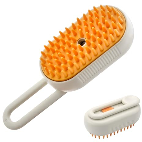 HENGBIRD KatzenbüRste mit Dampf, hundebürste mit Dampf, Dampfbürste Katze hund, Cat Brush with steam, Steamy pet, Dampfbürste für hunde Katzen (Gelb)