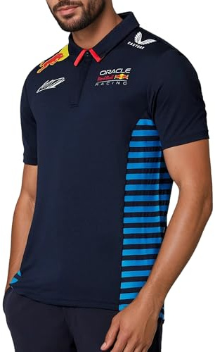 Castore Red Bull Racing Max Verstappen Herren Fahrer Polo Shirt, Night Sky Blau, Kurzarm, Formel 1, Poloshirt