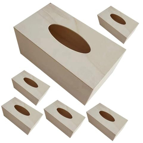 Zerodeko DIY Taschentuch Box 6Er Set - Unlackierte Holz Aufbewahrungsbox Für Kinder Basteln Gewebebehälter Für Servietten Kompakte Größe 19X10.5X9Cm