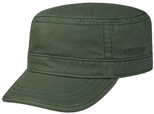 Stetson Gosper Army Cap Damen/Herren - Urban Armycap aus Baumwolle - Militärcap mit UV-Schutz 40 - Mütze Militär Sommer/Winter dunkelgrün L (58-59 cm)