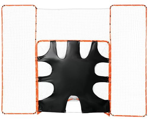 VEVOR 3-IN-1-Lacrosse-Tor mit Rücklaufsperre und Zielscheibe, 12' x 9' Lacrosse-Netz, Hinterhof-Lacrosse-Rebounder-Ausrüstung mit Stahlrahmen, schnell und einfach aufzubauendes Trainingsnetz, perfekt