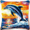 kitphoenix DIY Knüpfhaken-Set Knüpfkissen Delfin Knüpfkissen Set für Anfänger Erwachsene oder Kinder zum Selber Knüpfen, DIY Knüpfteppich Knüpfpackung, Knüpfhaken Set 43 x 43 cm
