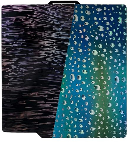 IdeaFormer Plaque d'impression holographique PER PEH pour Bambulab X1/X1C/X1E/A1/P1P/P1S, grain de bois lisse + goutte d'eau PER PEH Spring Steel - 257 x 257 mm - Pour Bambu Lab