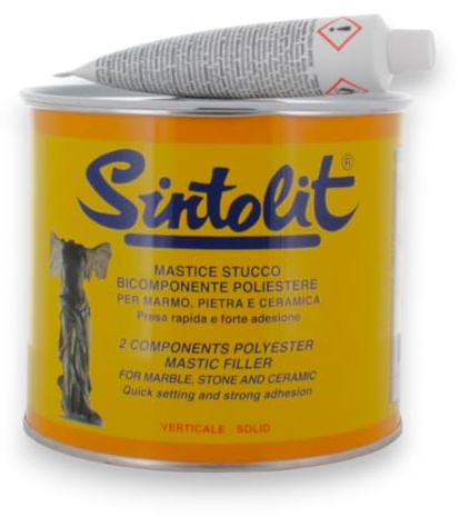 Briconess.com Mastic blanc en pot 750 ml avec tube de durcisseur pour marbre et céramique SINTOLIT