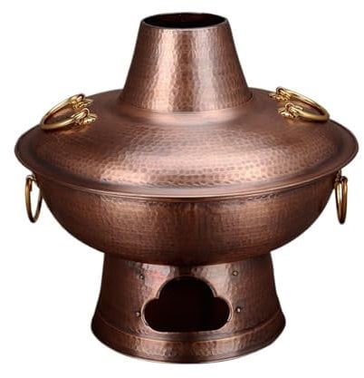 NESPIQ Chinesischer Hot Pot Hot Pot Steamboat Kupfer Holzkohle Stahl Hot Pot Holzkohle Hotpot Küche Werkzeuge Kochgeschirr Kupfer Hotpot(36cm)