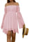 FDKLOOK Womens Off Shoulder Dress Bell Sleeve Lace-Up Irregular Summer Casual Party Flowy Chiffon Pink Fairy Dress L