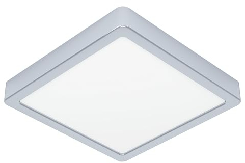 EGLO LED Deckenlampe Fueva 6, Bad Deckenleuchte 22 x 22 cm, Badlampe aus Stahl in Chrom und Kunststoff in Weiß, Badezimer Lampe, warmweiß-kaltweiß, IP44