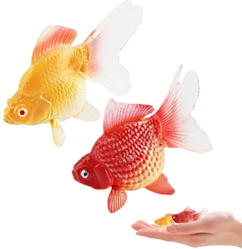Lot De 2 Faux Poissons Rouges Poissons en Plastique Poisson Réaliste Jaune Et Or Rose Artificiel Modèle De Poisson pour Aquarium Décorations pour Aquarium Maison (2 Pièces)