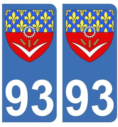 Adesivi 93 Stemma Dipartimento Seine Saint Denis per targa