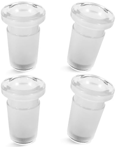 VOVCIG Bong Kopf, 4 Stück Glasbong 18,8mm Schliff, Bong Zubehör mit Reinigungsbürste, Glaspfeifen Ölbrenner Dicke Kugel, Glaskopf für Bongs (18 mm auf 14 mm)