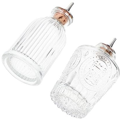 Vaguelly 2 pièces Bouteilles à Amers Verre Bouteilles à Cocktail Décoratives Verre de Style pour Bar et Maison avec Bouchons Détachables Design Élégant et Pratique