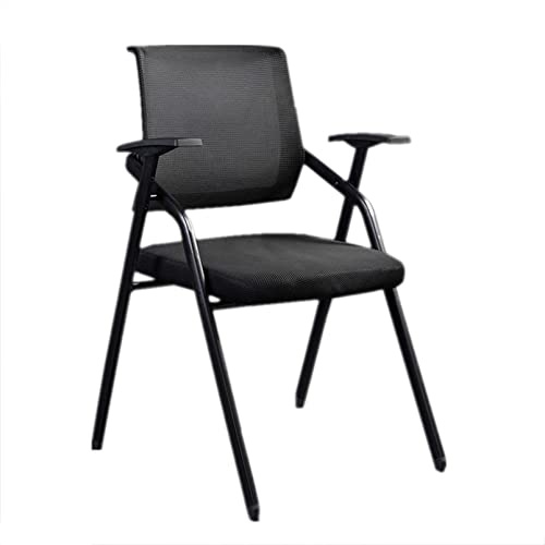 LIUJHGH Chaise Pliante de Formation avec Tablette, Chaise Ergonomique en Maille avec Bureau et accoudoirs pour conférence, étude ou Salle de Classe(Black-1)
