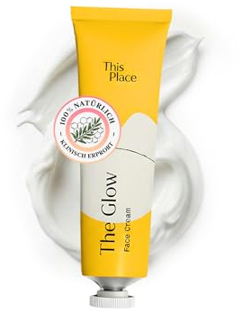 This Place The Glow Creme, Feuchtigkeitsspendend, 20 ml | Entzündungshemmende Gesichtscreme mit Zimtrinde und Hyaluronsäure, Für Alle Hauttypen