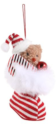 Colcolo Decorazione da appendere all'albero di Natale, orsetto, ornamento natalizio, porte, parete, ufficio, ciondolo di peluche per Capodanno, Orso Bruno