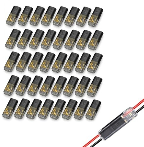 Jetstream 40 Stück Kabelverbinder Wasserdicht 2 Polig, 2 Pin 12V Auto Kabel Steckverbinder, KFZ Stecker, Praktischer Schneller Stecker, Schneller Kabelstecker Verbindungen, für 18-22 AWG Kabel Crimp
