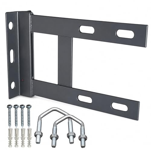 INBRACKETS 6 x 9 Inch Stand Off Wall Mast Pole Mounting Bracket Mount for Starlink, Satellite, TV Aerial, Steel Anthracite Grey Hot Dip Galvanised Powder Coated with V Bolts and Wall Fixings