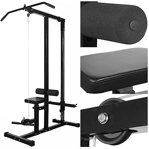 Kraftstation mit Hantelset 60,5 kg, Fitnessstation für Zuhause, Langhantel und Kurzhantel Trainingsgerät mit Sicherheitsablage, Weiß