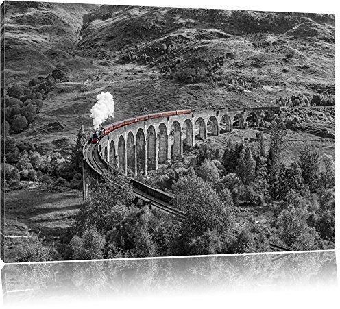 Pixxprint Eisenbah iadukt in Schottland, Größe: 60x40cm, Leinwandbild, fertig gespannt, Wandbild, Dekoration, Kunstdruck, kein Poster