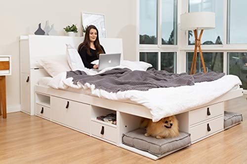 Bett mit Stauraum Bali 140x190 Weiss - Bett mit Bettkasten u. viel Stauraum, ideal f. kleine Schlafzimmer - Bett mit Aufbewahrung inkl. Lattenrost - Praktisch, Robust und Stilvoll
