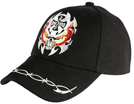 Nyls Schirmmütze Biker Totenkopf und Maltes-Kreuz, Hard Baseball Biker – Herren Gr. Einheitsgröße, Schwarz