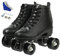 Rollschuhe, doppelreihig, verstellbar, hohe Rollschuhe, für drinnen und draußen, für Erwachsene, Schwarzes, schwarzes Rad, 34=UK:3