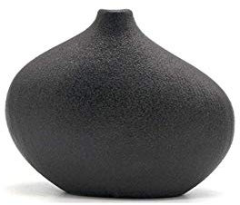Keramikvase im Japanischen Stil, Blumenarrangementbehälter, Handwerkliche Dekoration am Pool oder auf der Tischplatte - Schwarz