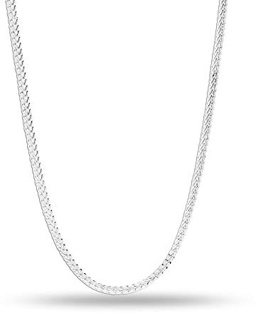 LeCalla Links Sterlingsilber, italienischer Schmuck, 1,3 mm, 2 mm, Fuchsschwanz-Seilkette, Halskette für Teenager, Frauen und Männer (16, 18, 20, 24 Zoll)
