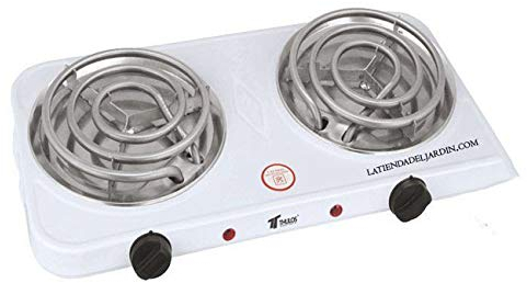 Suinga COCINA ELÉCTRICA PORTÁTIL de 2 quemadores, especial para carbones de Shisha. Medidas 45 x 27 x 7 cm