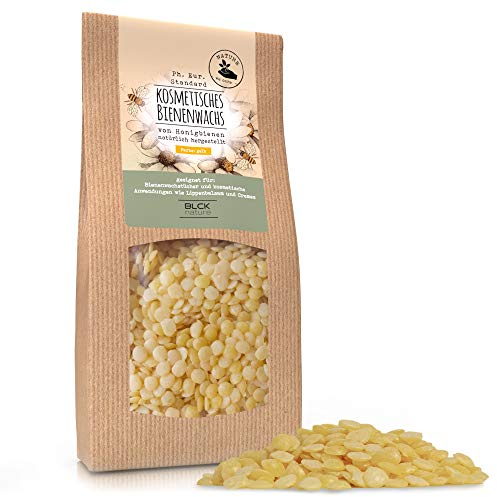 BLCK nature 200g Bienenwachs Pastillen: Für Bienenwachstücher & Naturkosmetik, kosmetische Cremes, Lotionen, Lippenbalsam - Dermatologisch getestet