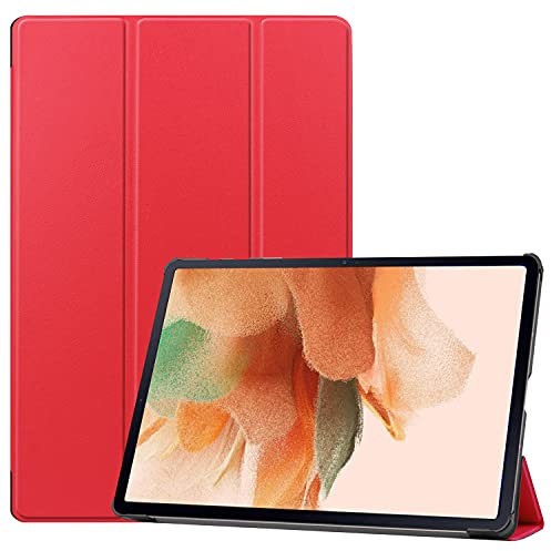 TingYR Coque pour Samsung Galaxy Tab S7 FE Étui Tablette, Cuir, Support Pliant, Protection Tout Compris, Housse pour Samsung Galaxy Tab S7 FE.(Rouge)