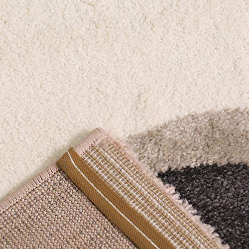VIMODA Kinderteppich Teppich Lama König Sterne Spielzimmer Kinderzimmer Babyzimmer Pink Creme Kurzflor weich flauschig, Maße:Ø 120 cm Rund