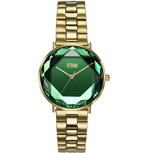 STORM Elexi, Damenuhr, 5 bar Wasserdicht, Analoguhr, Mineralglas, Edelstahlgehäuse (Gold Lazer Green)