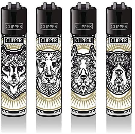 Original Clipper Classic Feuerzeuge 4er Set 2022 + 1 Clipper DHOBIA Feuerzeug GRATIS (Tattoos Dogs)