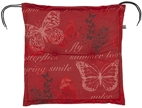 Kettler Polen KETTtex 2386 Sitzkissen Hocker Bali rot Schmetterlinge 50x50x7 cm Sitzpolster