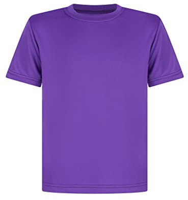 T-shirt per bambini Magliette da calcio Palestra Ragazzi Ragazze Scuola P.E Sport Fitness Running Top T-Shirt, Viola, 7-8 Anni