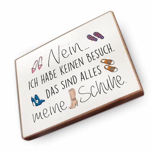 Kühlschrankmagnet mit Spruch - N - Handmade aus Buchenholz - Magnet für Kühlschrank Süß Witzig Lustig - Küchen Kühlschrank Deko 6.5cm x 5cm - Geschenk-Idee (Nein ich habe keinen Besuch)