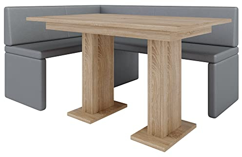 Eckbank Akiko mit Tisch - Eckbankgruppe für Ihrem Esszimmer, Küche modern, Sitzecke, Essecke. Perfekt für Küche, Büro und Rezeption. Solide und Starke Verarbeitung (Soft 29, 168x128 rechts)
