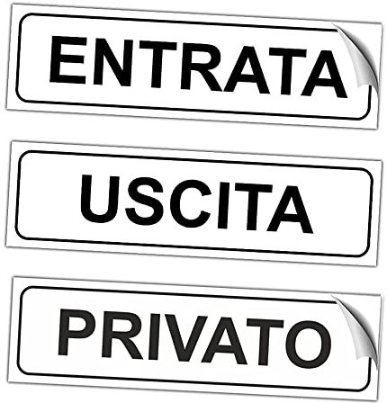 EVM Eticchette ENTRATA USCITA PRIVATO Segnaletica Targhetta in PVC Morbido laminato Opaco Adesivo impermeabile Porte Locali Ufficcio 15x4cm 3pz.