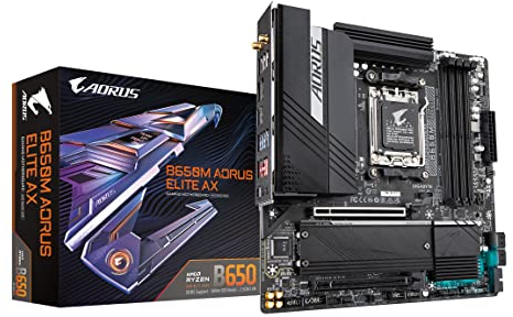 Gigabyte B650M AORUS ELITE AX, mATX, AMD, B650, Socket AM5, Ryzen™, DDR5-SDRAM, 128 GB (B650M AORUS ELITE AX)